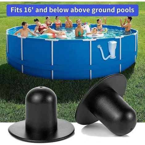 Ensemble de quatre accessoires de piscine INTEX : support de tuyau, couvercle de vanne murale, couvercle de buse de filtre et housse en cuir souple. (1/2)