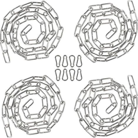 4 x 1 Mètre Chaîne en Acier Inoxydable 3mm Chainette avec 8 Mousquetons, Promenade, Chaîne de Chien Chaîne De Séchage Robuste Charge Chaîne D'ancrage Chaîne Balançoire, Maximale de 80KG (1/5)