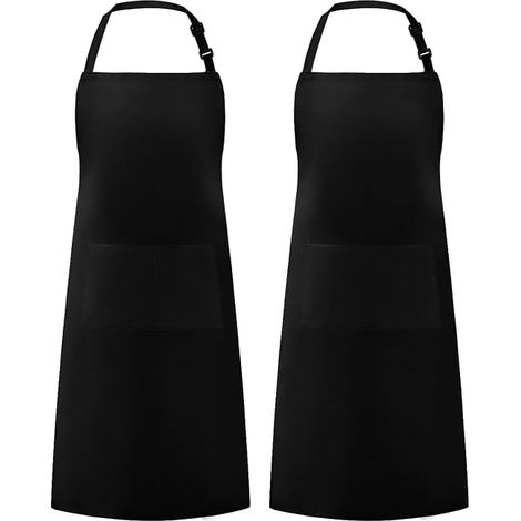 Tablier de cuisine lot de 2 ajustable avec 2 poches (1/5)
