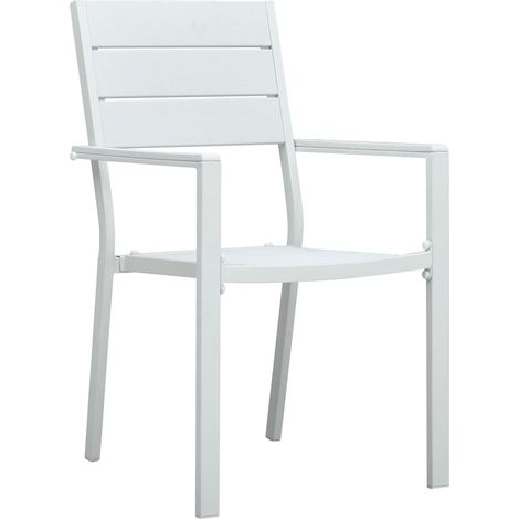 Lot de 4 Chaises de jardin et de camping, Chaises de relaxation, Blanc PEHD Aspect de bois OIB7983E (1/5)
