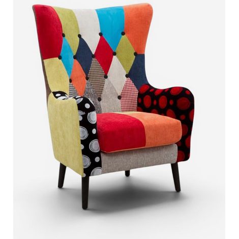Sillón bergère tapizado en tela patchwork Imperial (1/5)