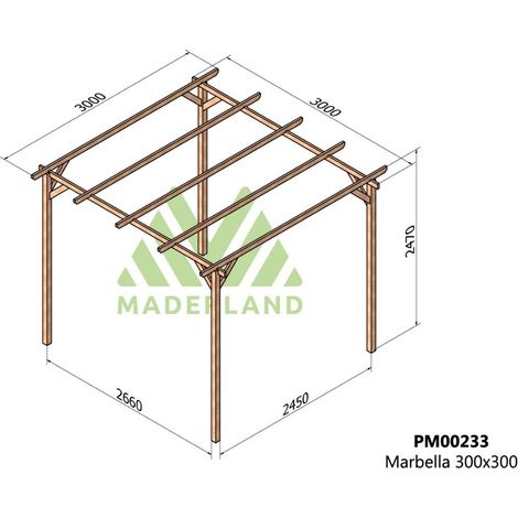 Pérgola de Madera Maciza Marbella (Maderland) - Gardeneas - 300 x 300 cm