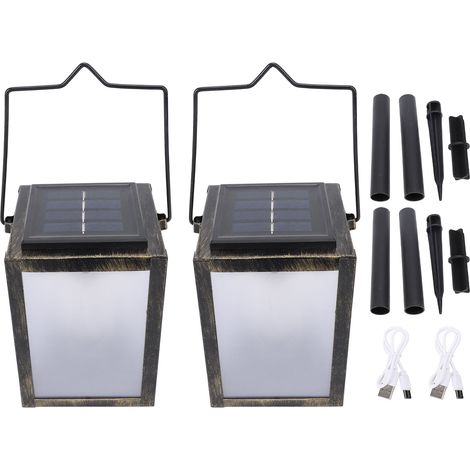 Ortviai Lanterne solaire 3D étanche IP54 pour extérieur – 2 pièces, effet flamme vacillante, idéale jardin, terrasse et décoration paysagère (1/5)