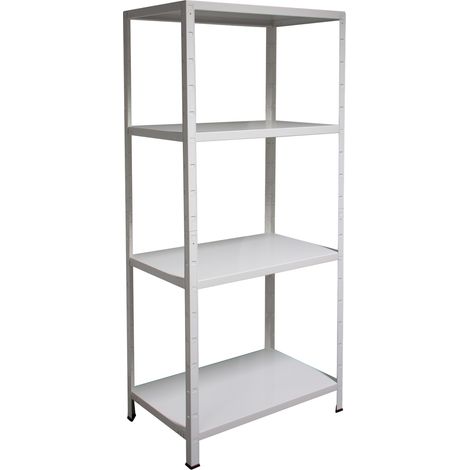 SCHULTE Regalwelt Rayonnage emboîtable avec 4 tablettes PowerMAX, charge utile 65 kg, 180x80x40 cm (HxLxP), blanc, rayonnage de stockage, rayonnage d’atelier, rayonnage de cave, rayonnage de garage, r (1/4)