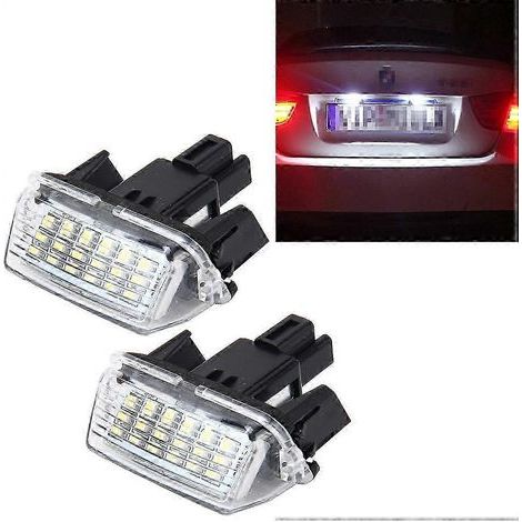 Lot de 2 éclairages de plaque d'immatriculation avec 18 LED SMD-3528 pour Toyota, 2 W, 120 lm, 6 000 K, 12 V CC (blanc). (1/4)