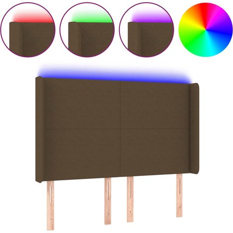 Testiera Testata del letto a LED MarroneScuro147x16x118/128cm inTessuto (1/4)