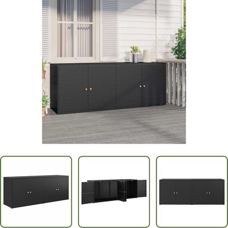 vidaXL Coffre à outils -  Armoire de rangement de jardin Noir 198x55,5x80 cm Résine tressée (1/5)