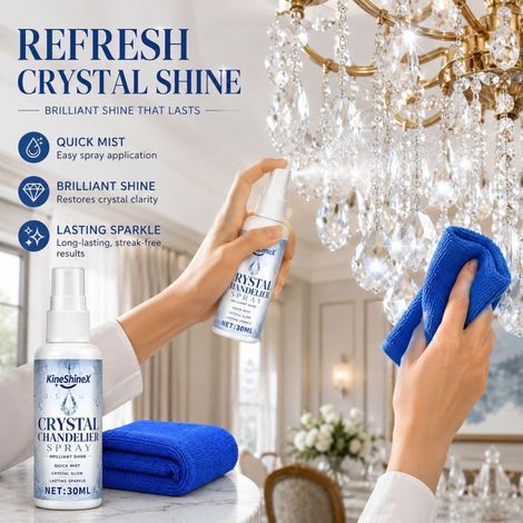 KineShineX Kristallleuchter-Reinigungsspray entfernt Staub und Schmutz und stellt den Glanz des Glases wieder her. (1/5)