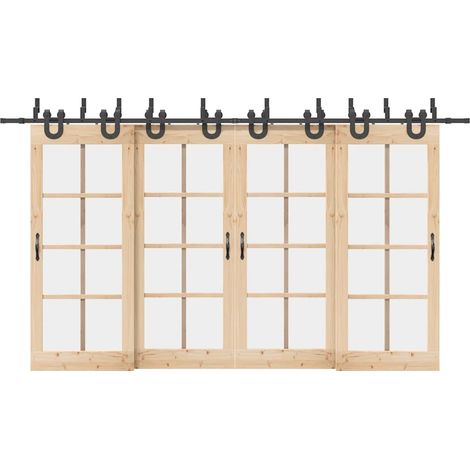 Schiebetürbeschlag-Set 400 cm Stahl Schwarz