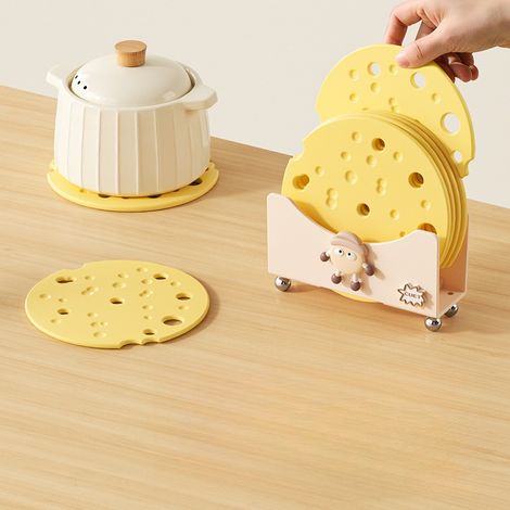 Lot de 6 sous-verres en silicone, sous-verres isolants en silicone alvéolés, antidérapants et résistants à la chaleur, adaptés aux casseroles (1/5)