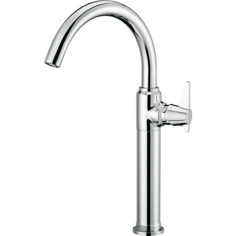 Miscelatore lavabo con bocca girevole alto 37 cm in ottone finitura cromo - Tevo