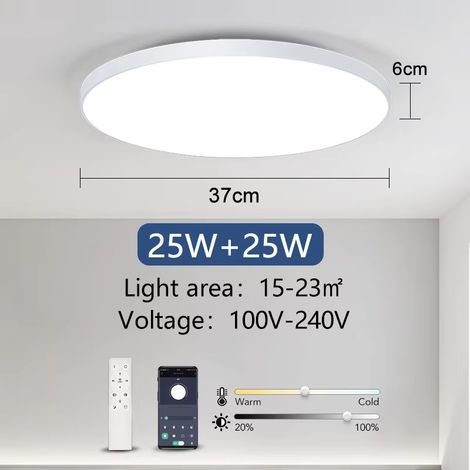 LED plafonnier 50W moderne Dimmable lampe intelligente avec télécommande plafonnier pour salon salle de bain cuisine