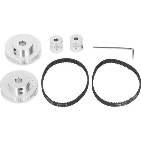 Jeu de 2 poulies de distribution synchrones GT2 en alliage d'aluminium, avec courroie de 6 mm de largeur et de 600 dents (8 mm) et 20 dents (5 mm) de longueur 200 mm. (1/5)