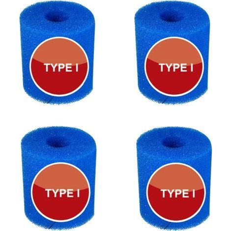 4pcs Cartouche filtrante réutilisable en mousse bleue pour piscine, 8,8 x 7,8 cm, type I,pour l'entretien du système de filtre à sable (I) (1/5)