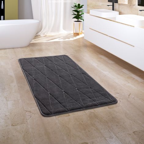 Paco Home Badezimmerteppich Badematte Badteppich Badvorleger Flauschig Memory Foam 3D 50x80 cm, Anthrazit 3
