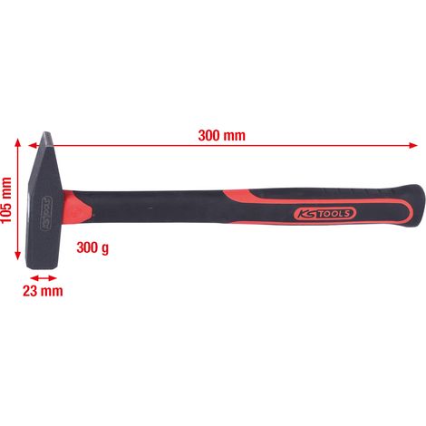 KS Tools Schlosserhammer mit Fiberglasstiel, 300g