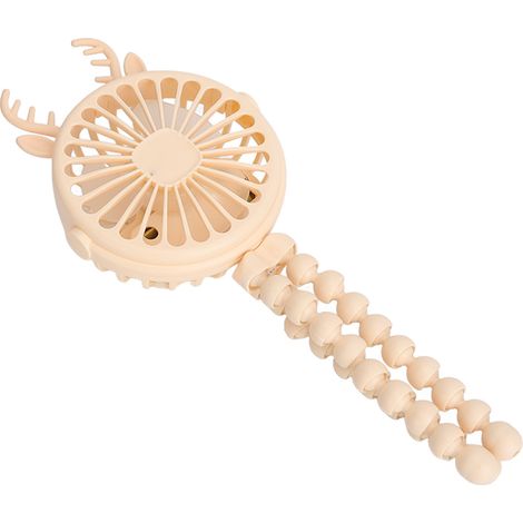 Ventilateur pour poussette avec trépied flexible à pince, fonctionne sur piles, 3 vitesses, éclairage LED, motif corne de cerf, rotation à 360°, jaune (1/5)