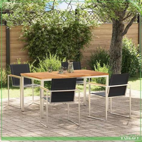 Ensemble de repas de jardin - FAF7291712451256 - Teck massif - Cadre acier anti-corrosion - 2 places (1/5)