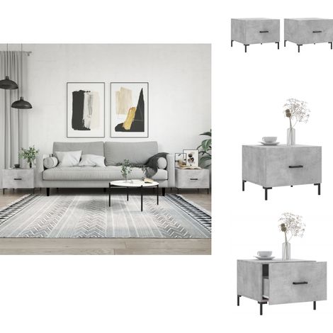 Tables basses 2 pcs gris béton 50x50x40 cm bois d'ingénierie - Table Basse - Meuble Salon - Table D'appoint - Design Moderne - Style Scandinave (1/5)