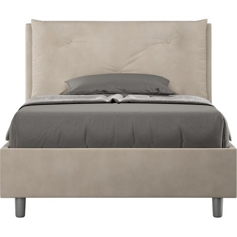Letto una piazza e mezza contenitore imbottito 120x200 microfibra sabbia Appia Large