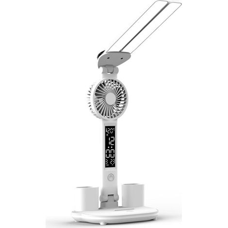 Doppelkopf-LED-Schreibtischlampe mit Kühlventilator, multifunktionales Augenschutz-Nachtlicht