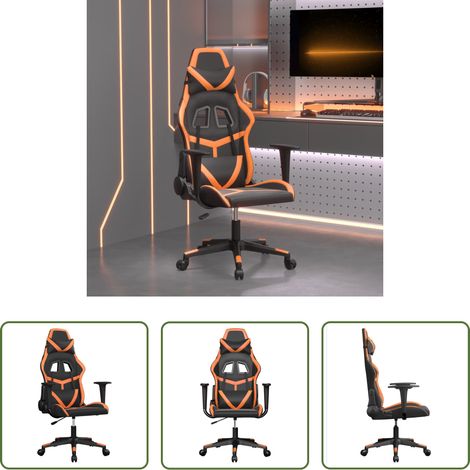 Massagestuhl - Gaming-Stuhl mit Massagefunktion Schwarz und Orange Kunstleder (1/5)