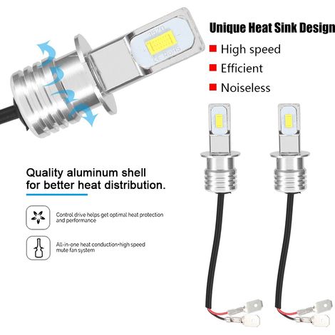 Phare antibrouillard universel H3 80W 8000K lumière blanche 12-24V avec décodage (2 pièces) (1/5)