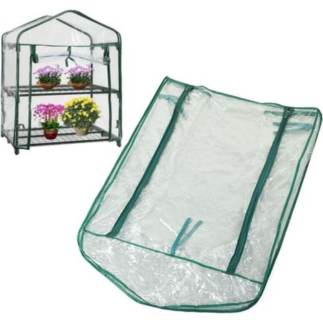 Replacement Greenhouse Cover 70×50×93cm, Mini Insulating Plant Cover, Transparent PVC Greenhouse Plant Cover with Zipper Door for 2-Tier Shelves (1/5)