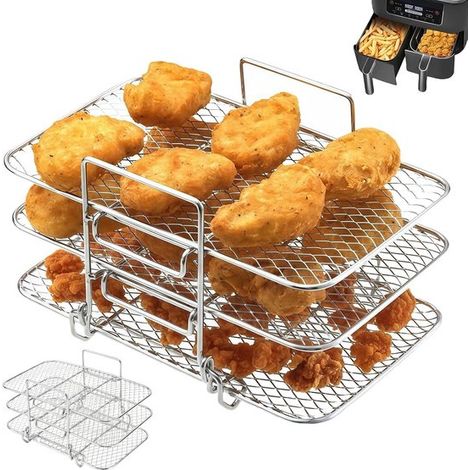 Zubehör für Heißluftfritteusen 3-stöckige Heißluftfritteuse Grillrost für Ninja Foodi Dual Zone AF300EU AF400EU multifunktionaler Zubehör für (1/5)