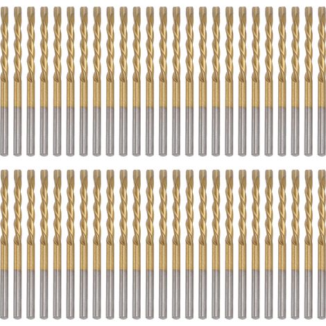 50 pièces 1/8 pouces forets haute vitesse en acier spirale jeu de forets pour la coupe du bois et du plastique or (1/5)