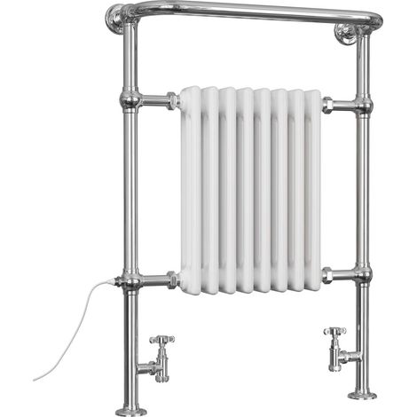Arundel - White Traditional Dual Fuel Towel Rail H963mm x W673mm Standard - Floor Standing (1/3)