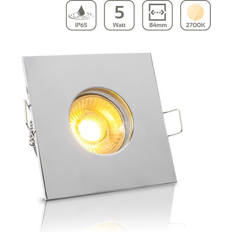 Einbauspot IP65 eckig - Farbe: Chrom - LED Leuchtmittel: GU10 5W warmweiß (1/5)
