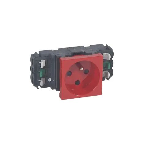 Legrand 077321 Prise 2P+T à détrompage Mosaic 2 modules pour goulottes DLP monobloc - rouge
