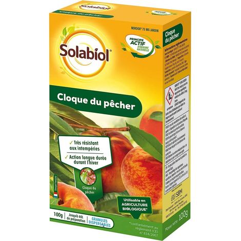 Insecticide biologique contre la cloque du pêcher – 100g – Jusqu'à 60L de solution – Utilisable en agriculture biologique – Action longue durée – SBM (1/4)