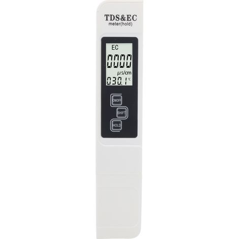 3-in-1-Wasserqualitätstester, tragbares TDS-, EC- und Temperaturmessgerät mit weißem HD-LED-Display (1/5)