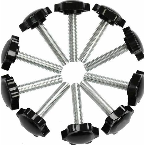 Lot de 10 boutons de serrage Vis à tête moletée M8 x 40 mm, bouton à main fileté, écrous étoiles Boulons de serrage filetés M8 avec écrous, boutons de serrage filetés avec poignées (1/4)