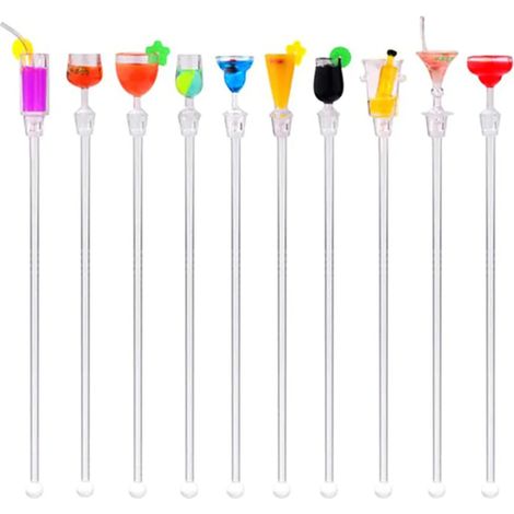 Cuillère à Cocktail - Manche Long en Acrylique Forme Tasse - 23 cm - Pour Boissons Chaudes et Froides - Bar, Café, Maison, Événements - 10 Pièces (1/5)