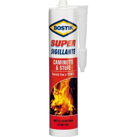 Bostik – Mastic réfractaire 530g pour cheminées et poêles – Résistance jusqu'à 1250ºC – Joint durable pour métal, pierre et béton - d2025