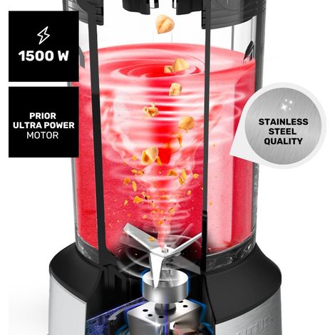 Batidora de Vaso Taurus Prior Inox 1500W, Jarra Cristal 1.5L y Pica Hielo