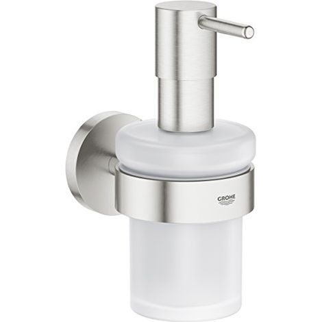 Grohe Essentials Distributore di sapone con supporto, Supersteel (40448DC1) (1/3)