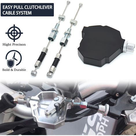 Universal handlebar box for stunt motorcycles, clutch handlebar accessories, cable modification for road and sport motorcycles, and time-saving device. (1/5)
