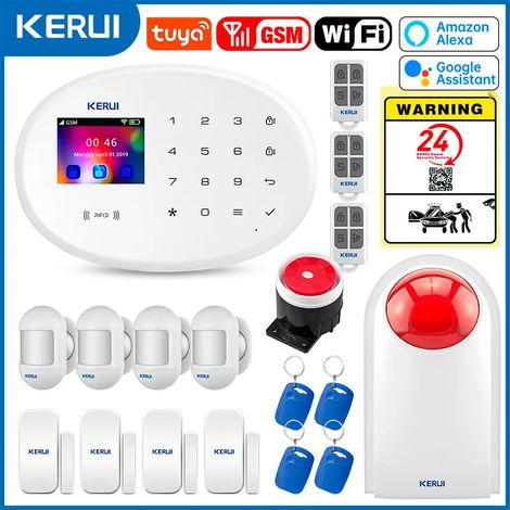 (Pack 7) Système d'alarme domestique, prend en charge l'alarme antivol WiFi GSM, alarme sans fil 433 MHz, compatible avec Tuya Smart Home. (1/5)