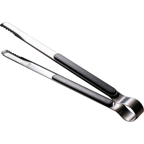 Pince de cuisine en acier inoxydable, facile à nettoyer, dents, bouche, pince à Steak pour barbecue, aliments, 25.5cm, noir (1/5)