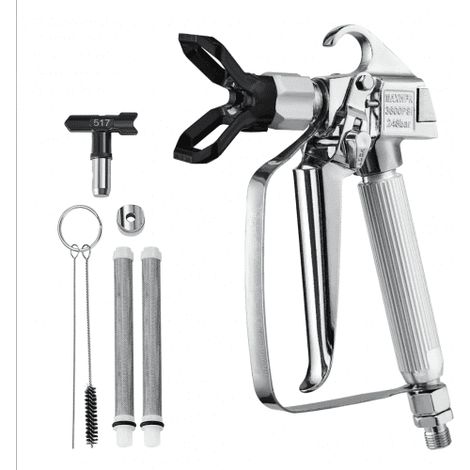 Pistola Pulverizadora de Pintura Sin Aire de Alta Presión de 3600 PSI con Boquilla 517, Junta Giratoria con Filtros, Aguja de Limpieza y Cepillo, Pistola para Máquina Pulverizadora sin Aire (1/5)