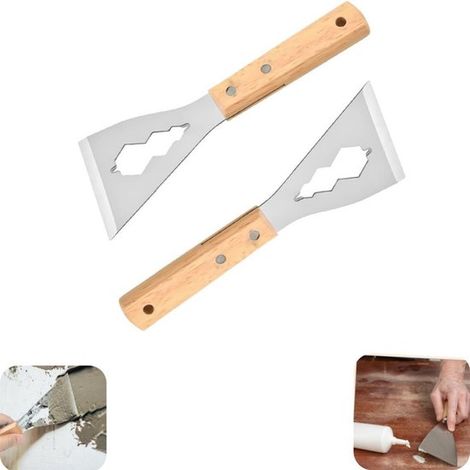 Grattoirs de peinture lot de 2 - spatules en inox 18 x 5,6 cm à poignée en bois (1/5)