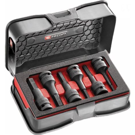 Facom – Coffret cliquet avec 6 douilles impact 6 pans – 6-7-8-10-12-14mm – Coffret MBOXS pour rangement dans servante