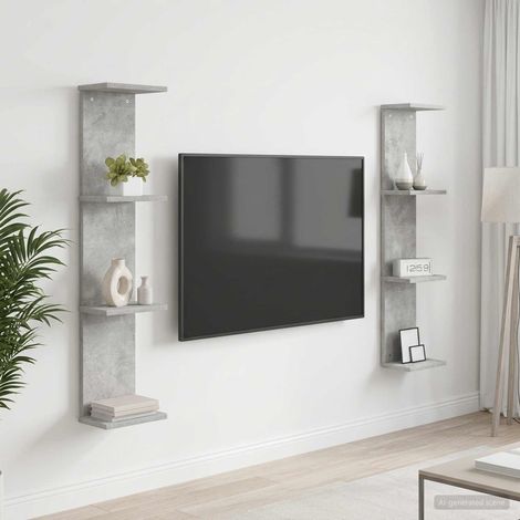 vidaXL Estante de pared 2 uds. Gris Hormigón 22 x 15 x 100 cm (1/5)