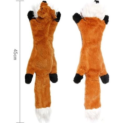 Jouet pour chien 45cm – 1 peluche renard réaliste avec bruit qui couine et tissu froissé – Sans rembourrage – Unité (1/5)