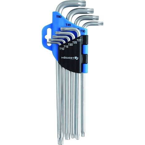 Jeu de Cle Torx, Set de Tournevis Torx, Tailles T10 à T50, Ensemble Torx, Acier Chrome-Vanadium, Jeu de Cles Torx Résistant à la Déformation et à l'Usure, 9 Pièces (1/5)