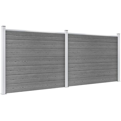 Clôture WPC/Ensemble de Panneau de Clôture,Barrière de jardin 353x146 cm Gris -50730 (1/5)